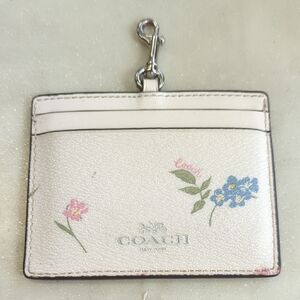 Coach Floral Key & Card Holder - Cream